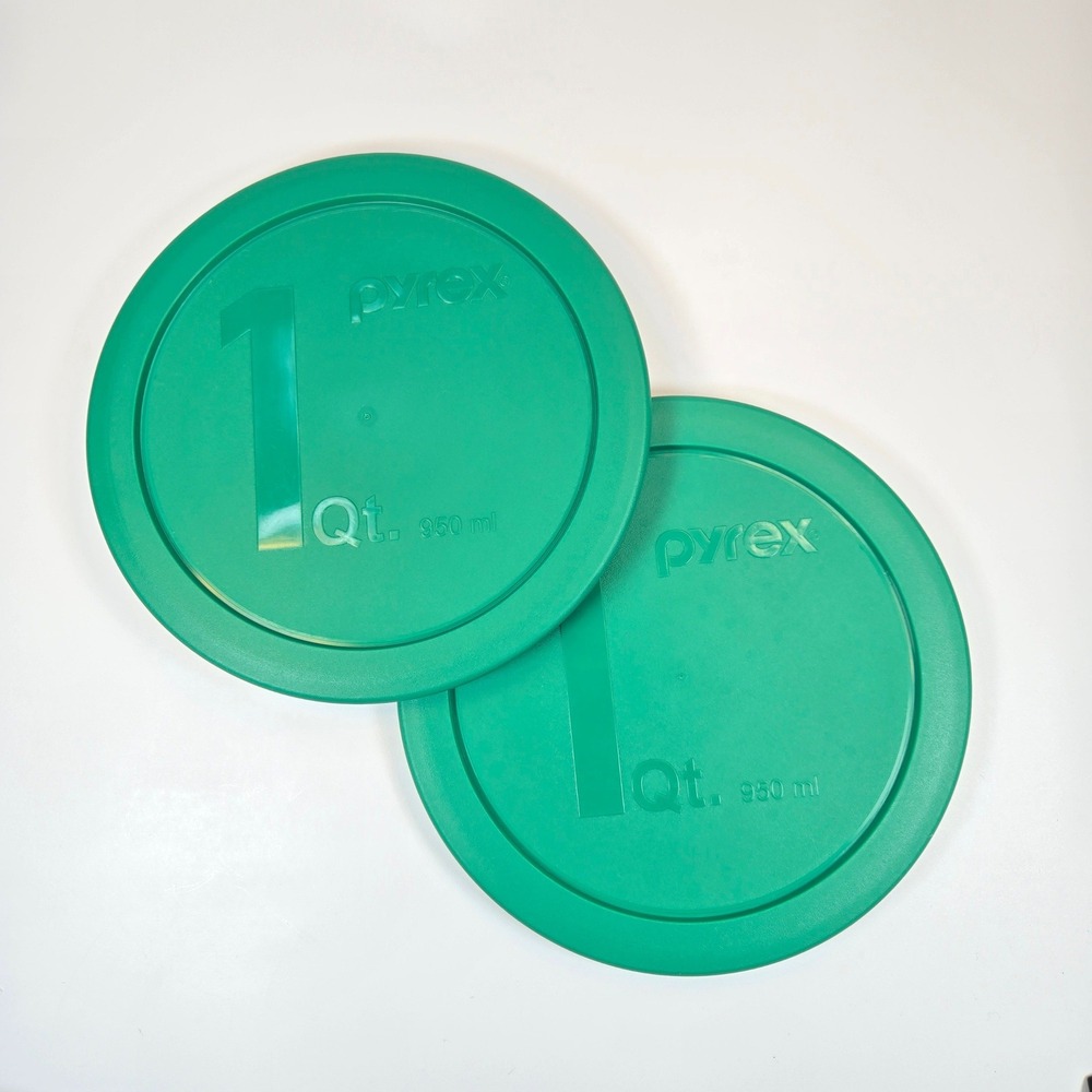 Pyrex 322-PC Emerald Green 1 Quart 950 ml Round Replacement Lids Set of 2 USA